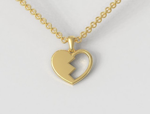 kırık kalp kolye 3d yazdır model in 3dexport takı paulorani 39 ye modaya uygun moda modern gümüş mektup alfabe aşk sembol yazdırılabilir altın elmas love pendant heart broken 3d print model - Mito3D