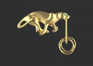 brooch 3d print model in brooches 3dexport ring gold silver earrings jewelry luxury platinum gem rings bracelet engagement wedding feather panther panthera panter pantera tiger 3d print model - Mito3D