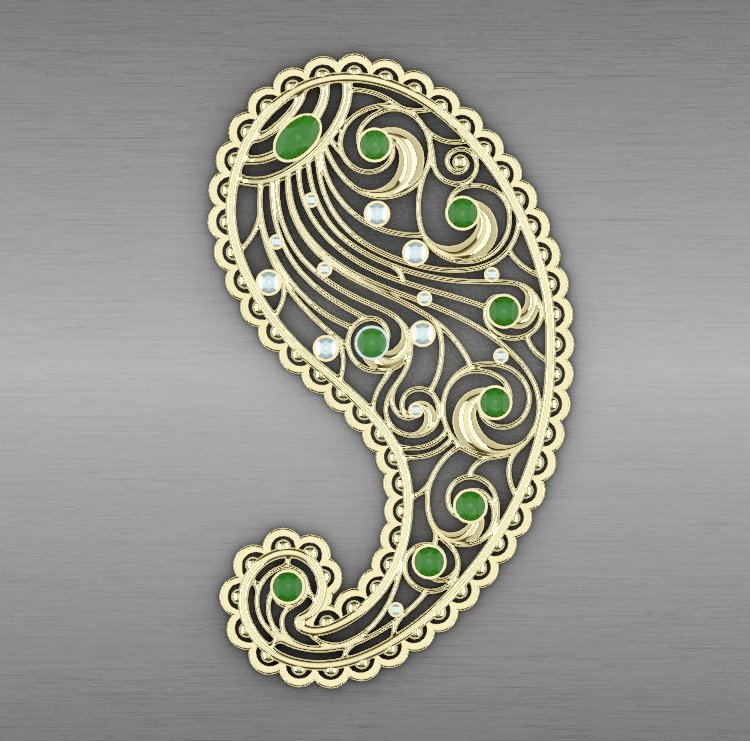 broche cocumber patrón la joyería joya de oro plata cnc fresado 3dprint jewelrydesign regalo humanos las gemas broches 3D print model - Mito3D