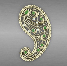 brooch cocumber pattern jewelry jewel gold silver cnc milling 3dprint jewelrydesign gift human gems brooches 3d print model - Mito3D