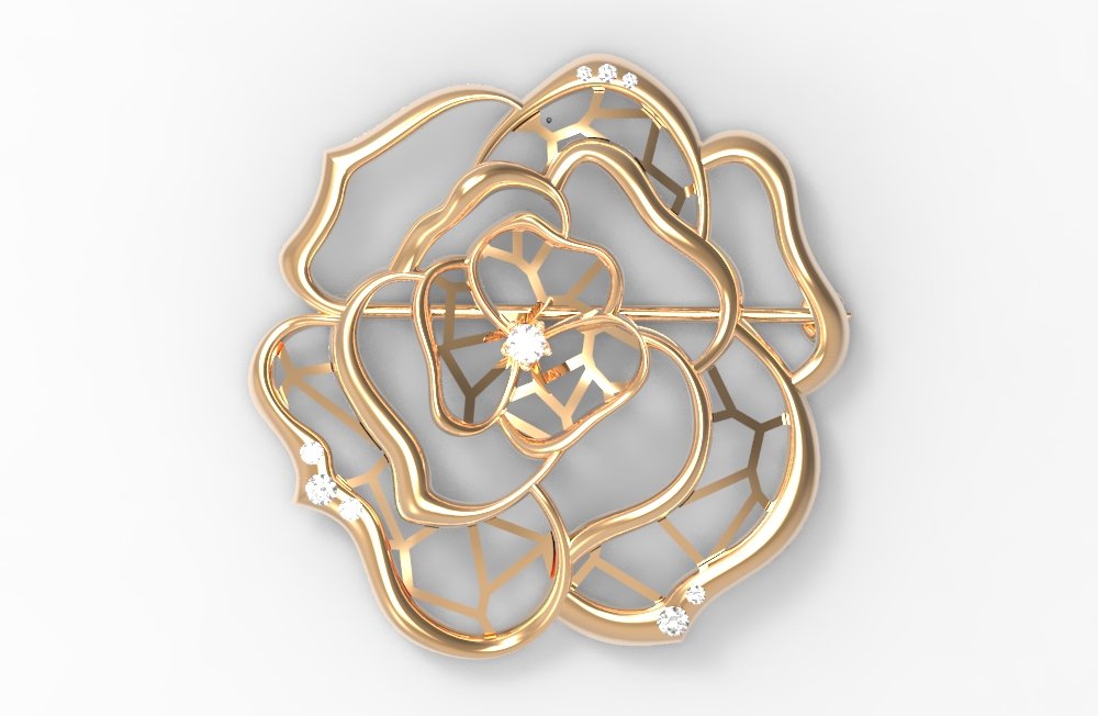 broche de rosa la joyería joya 3dprinting 3dmilling 3D print model - Mito3D