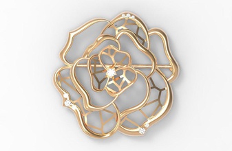 Brosche rose Schmuck Juwel 3dprinting 3dmilling 3d print model - Mito3D