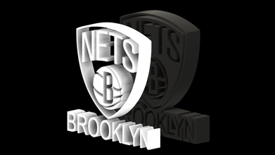 brooklyn netze nba 3d drucken modell zeichen logos 3dexport nets basketball logo stand aufrichtig design kunst 3d print model - Mito3D