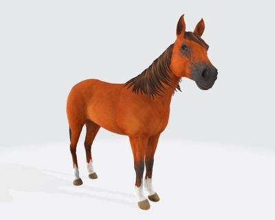 brown horse animal ready print sculpture mammal realistic stallion mane tail riding cowboy 3d model hair hooves equine animals bridle reins mare art statue 3d print model - Mito3D