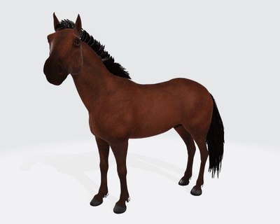 brown horse ready print sculpture mammal realistic stallion mane tail riding cowboy 3d model hair hooves equine animals bridle reins mare art statue 3d print model - Mito3D