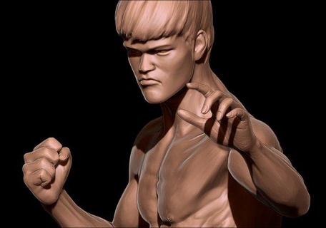 Bruce Lee homme statue action film étoile kungfu Maître muscle martial arts art sculptures acteur célébrité personnage Humain Masculin portrait 3d print model - Mito3D