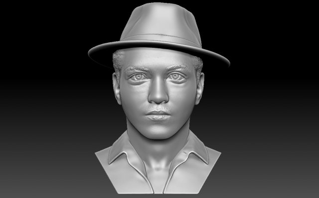 bruno mars büste 3d drucken bereit stl obj formate modell skulptur 3dexport sänger rnb musik musiker woche sheeran bieber berühmtheit beyonce rihanna shakira adele ariana großartig dua lipa madonna hollywood 3D print model - Mito3D