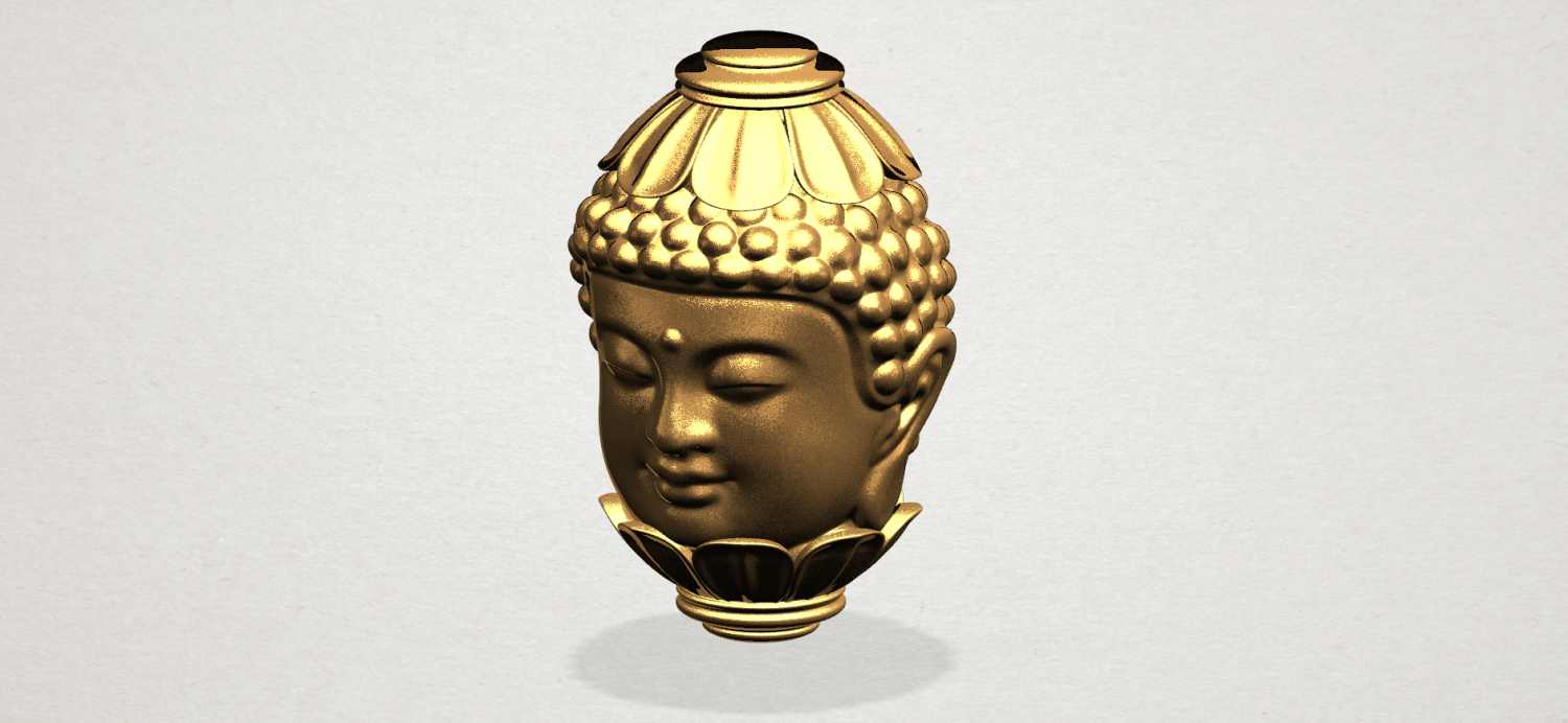 buda cabeça escultura 3d impressão modelo in moedas distintivos 3dexport interior exterior histórico arquitetura asiática chinês indiano budista religião bodhisattva shakyamuni têmpora decoração estátua gautama adoração miniaturas 3D print model - Mito3D