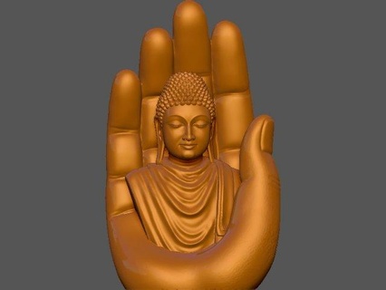 Buda mão escultura arte Projeto mahaveer estátua Deus baba ganesha budista budismo buddha statue 3d print model - Mito3D