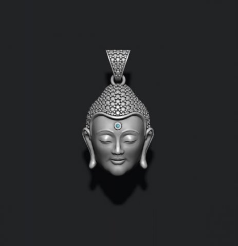 bouddha tête gemmes pendentif 3d impression modèle in pendentifs 3dexport budda siddhartha gautama bouddhisme zen religion dieu buda facile budha sidharta hindouisme bijoux krishna glacé diamant gemme brillant 3D print model - Mito3D