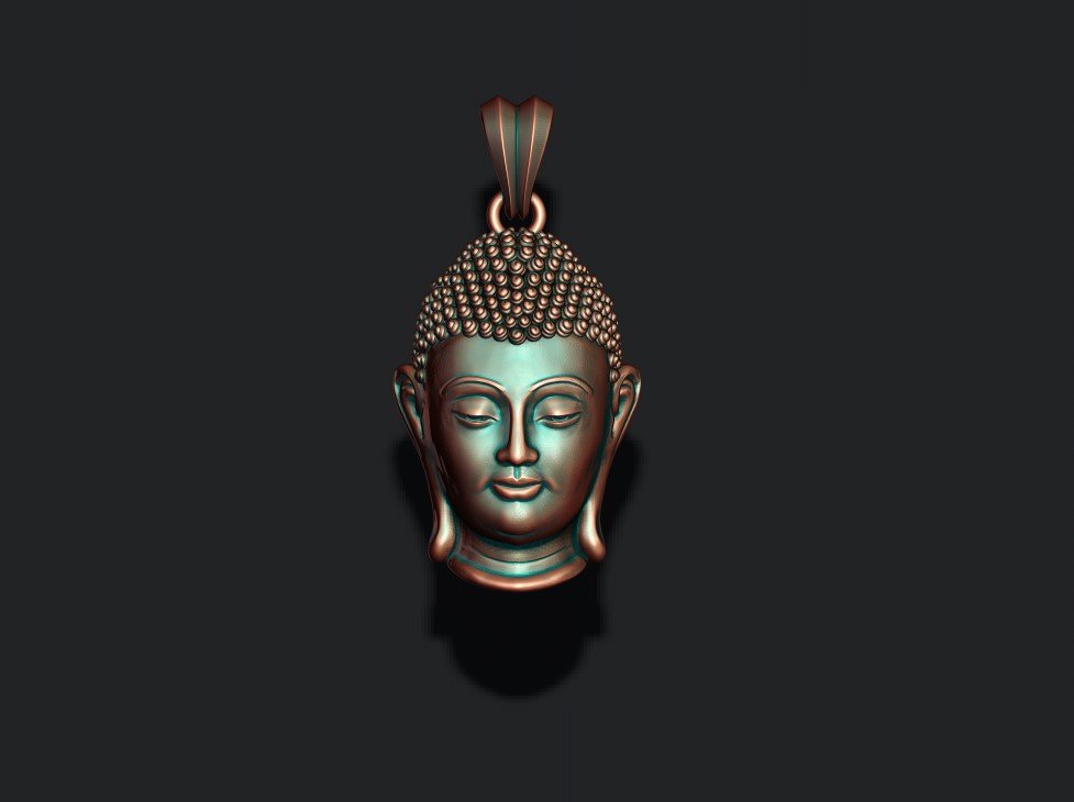 buddha head pendant 3d print model in pendants 3dexport statue budda hong siddhartha gautama buddhism zen religion idol god asian monastery buda budah budha sidharta meditation hinduism jewelry 3D print model - Mito3D