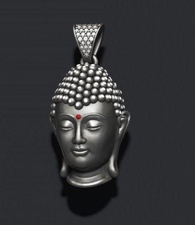 buddha head pendant gems pendants budda siddhartha gautama buddhism zen religion god buda budah budha sidharta hinduism jewelry krishna iced diamond gemstone briliant 3d print model - Mito3D
