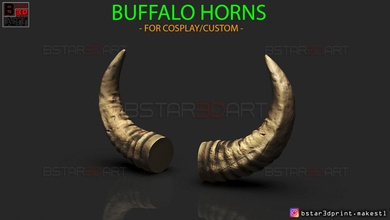 buffalo horns - satan demon 3d print model in toys 3dexport human dark goat halloween cosplay custom gothic horn starwars viking toy barbariant mando animal games 3d print model - Mito3D