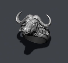 buffalo ring 3d print model in pendants 3dexport animal bison bull gold jewel nature ox cow horns cattle spain toro beef detailed american wild wildlife native indian 3d print model - Mito3D