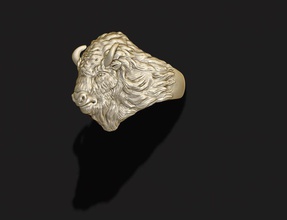 buffalo-ring american Tier bison bualo bull cnc detaillierte gold hoch poly indian Juwel Schmuck native Natur ox bedruckbar ist ring Ringe Silber 3d print model - Mito3D