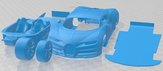 bugatti Quíron esporte 2019 imprimível carro automotivo fenda escalextrico Tamiya rc miniz passatempo micro diecast 3d print model - Mito3D