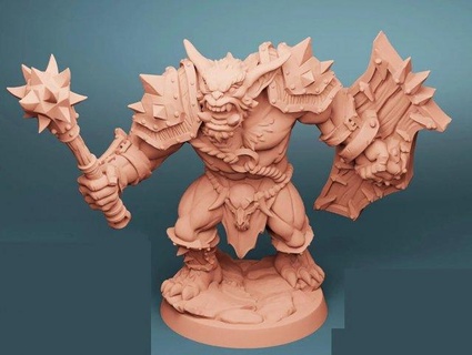 bugbear lost adventures sample ready print sculpture art statue ogre warcraft monster dnd dungeon printable presupport sword lord games-toys fantasy-character fantasy-sword bear goblin mace miniatures 3d print model - Mito3D