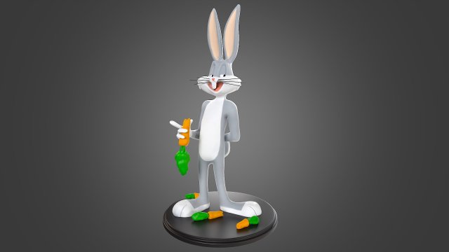 loco conejito impresión monstruos criaturas 3d modelo escultura arte fan Arte Warner Bros bugs Bunny personaje dibujos animados juguete animal Conejo 3D print model - Mito3D
