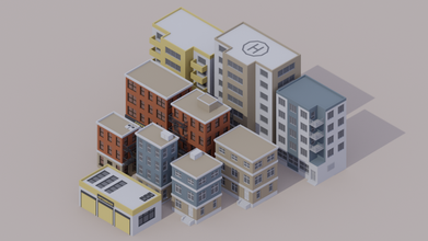 bâtiments pack maison ville ur 3d print model - Mito3D