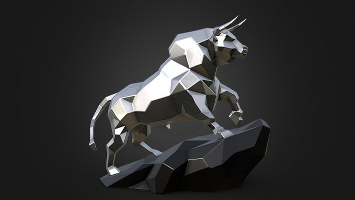 bull 3d print model in animals 3dexport stone buffalo angry monster cow art gift lowpoly 3dprint deco interior design miniatures sculpture statue toy polygonal polygon 3d print model - Mito3D