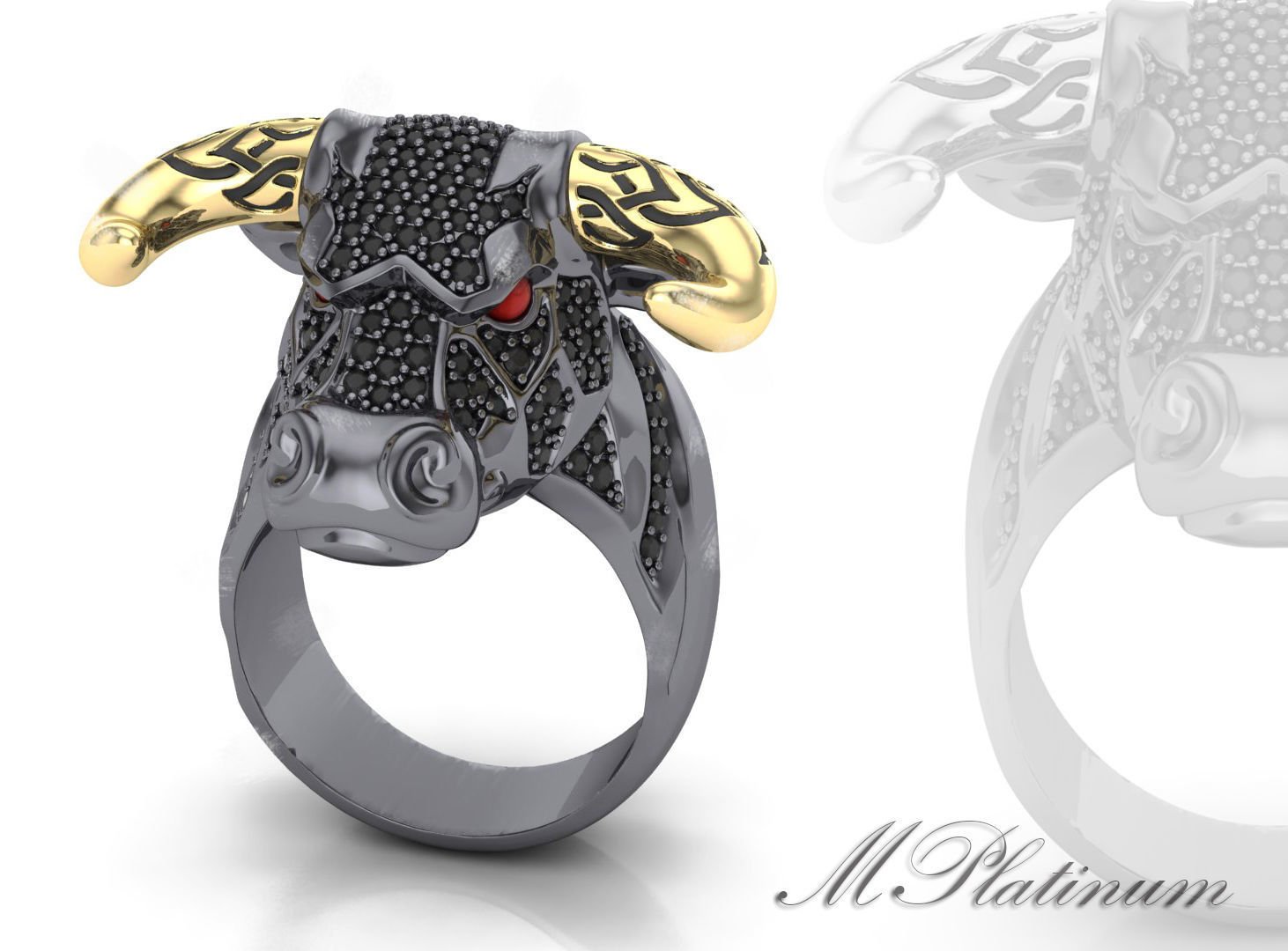 bull men ring 3ds silver goldring 3D print model - Mito3D