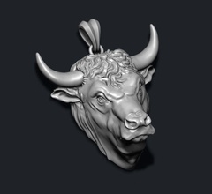 bull pendant 3d print model in pendants 3dexport animal beef bison bovine bualo bullfight cattle cow gold jewel jewelry nature ox printable silver spain toro 3d print model - Mito3D