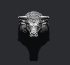 bull ring hayvan sığır eti bison bualo Boğa Güreşi inek altın boynuzları mücevher takı doğa ox yazdırılabilir yüzük Gümüş İspanya 3d print model - Mito3D