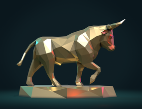 touro escultura 3d impressão modelo in 3dexport animal estátua vaca mamífero resumo bezerro pobre poligonal 3d print model - Mito3D