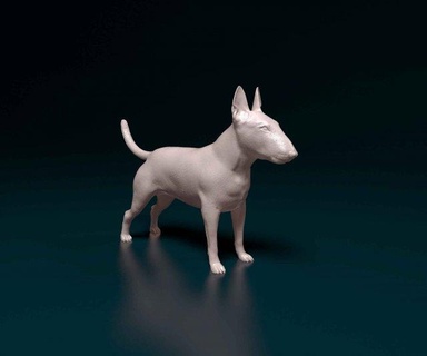 stier terrier weiblich 3d drucken modell figuren 3dexport bullterrier hund tier druckbar stl obj haustier 3d print model - Mito3D