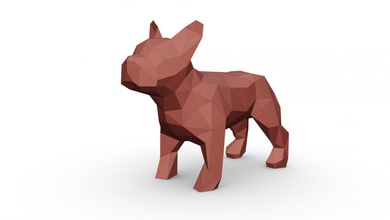 bulldog şekil 5 3d yazdır model in hayvanlar 3dexport sanat düşük poli kolye 3dprint hayvan dekor heykelcik iç tasarım minyatürler heykel oyuncak karikatür kağıt işi japon katlama sanatı köpek fransızca 3d print model - Mito3D