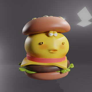 burger yellow larva - sculpture 3d printing cute hamburger figure statue 3d print model - Mito3D