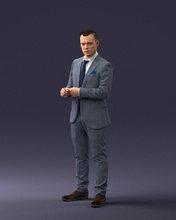 businessman 0607 3d print ready scan model polygon 3dprint human male realistic posed character figurine people visualization miniatures casual fashion man woman child 3d print model - Mito3D