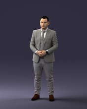 businessman 0709-3 3d print ready scan model polygon 3dprint human male realistic posed character figurine people visualization miniatures casual fashion man woman child 3d print model - Mito3D
