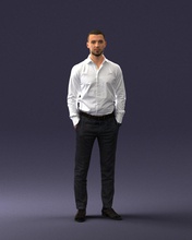 businessman shirt 0116-1 3d print ready scan model polygon 3dprint human male realistic posed character figurine people visualization miniatures casual fashion man woman child 3d print model - Mito3D