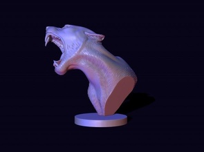 bust lioness lion panther cougar jaws chops animal beast brute fangs canine tooth cuspid cat print 3dprint art teeth toy 3d print model - Mito3D