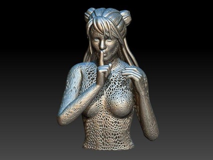 busto paola silencio cuadrícula mujer 3d print model - Mito3D