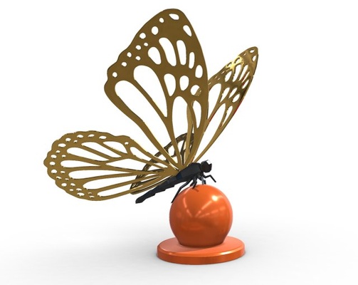 butterfly 3d print model in animals 3dexport flying fly wing animal insect 3dbutterfly midpoly highpoly lowpoly bug 3d print model - Mito3D