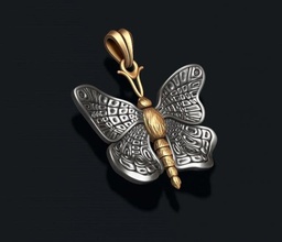 kelebek kolye böcek uçmak kuş Baterflay buterfly yaban sineği gümüş takı buterflay Butterflay Sanat kanat doğa hayvan 3d vray yazdırılabilir düğün 3d print model - Mito3D
