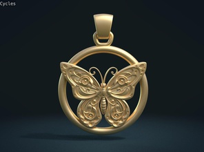 butterfly pendant insect jewelry wings diy embroidery stylized charm hobby ornate gold 3d print model - Mito3D