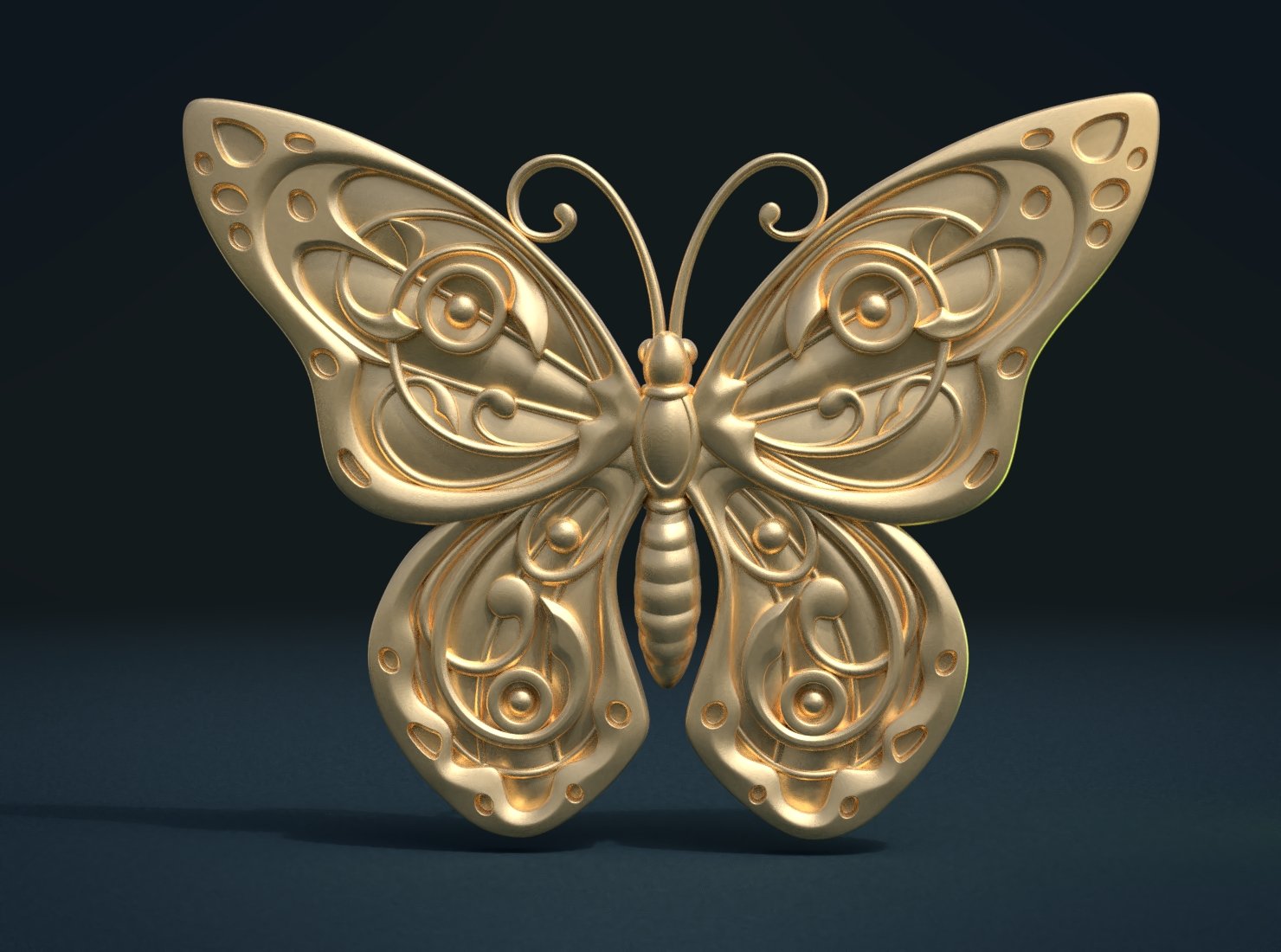 kelebek kabartma rahatlama böcek takı kanatlar rozet fantezi nakış desen stilize 3D print model - Mito3D