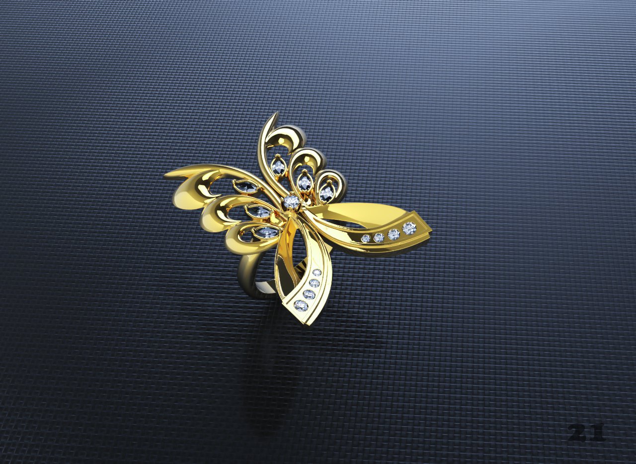 butterfly ring gold jewelry stl print 3D print model - Mito3D