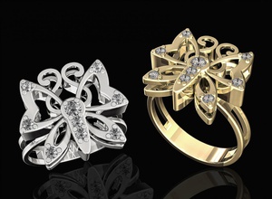 mariposa anillo 3d imprimible los anillos de oro la plata el platino sterling gem las piedras preciosas brillante joyería mujeres diamant con estilo gewel moda belleza moderno 3d print model - Mito3D