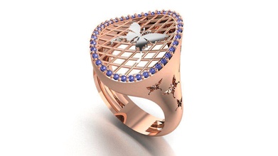 borboleta jóia do anel de impressão 3d modelo jewerly stl 3d print model - Mito3D