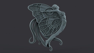 farfalla donna 3d stampa modello in scultura 3dexport ragazza ali corpo stampabile stl sollievo 3d print model - Mito3D