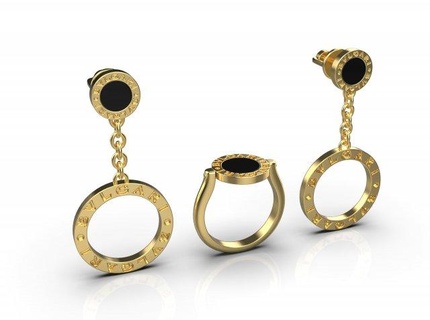 bvlgari pendientes anillo joyería joya oro diamante anillos imprimible plata Boda compromiso lujo circulo 3dmodel mohamad 3d print model - Mito3D