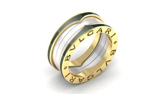bvlgari bague 03 anneaux conception or bijoux imprimable argent diamant bijou mariage engagement gemme platine résine pendentif sterling 3d print model - Mito3D