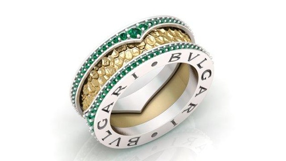 bvlgari bague 07 anneaux résine or imprimable bijoux argent diamant bijou gemme platine pendentif Collier engagement précieux 3d print model - Mito3D