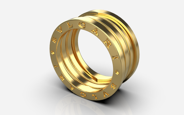 bvlgari anel 3d impressão modelo in argolas 3dexport aliança joalheria estilo espirais cores ouro pedras coleção original 3d print model - Mito3D