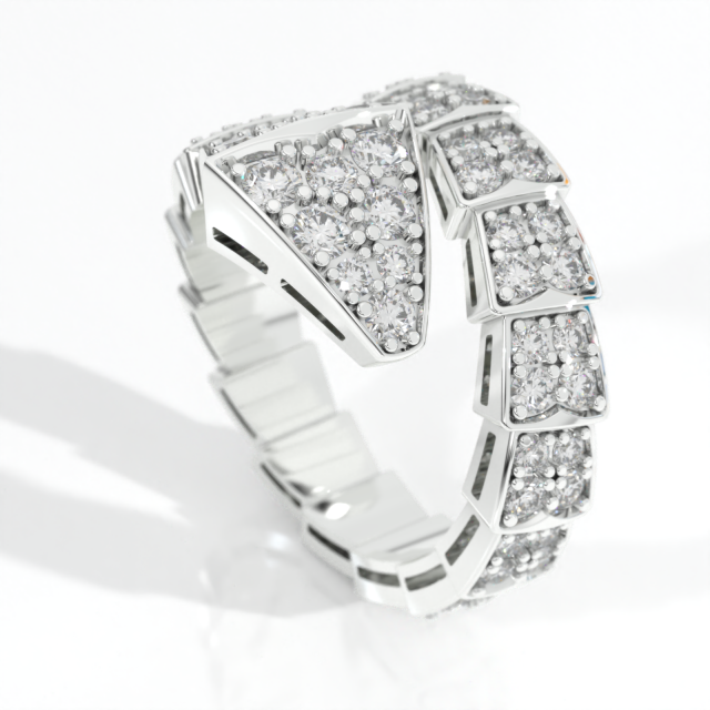 bvlgari serpente diamantes anel 3d modelo in jóias 3dexport joalheria ring snake cafajeste impressão moda diamante ouro prata best top salle 3D print model - Mito3D