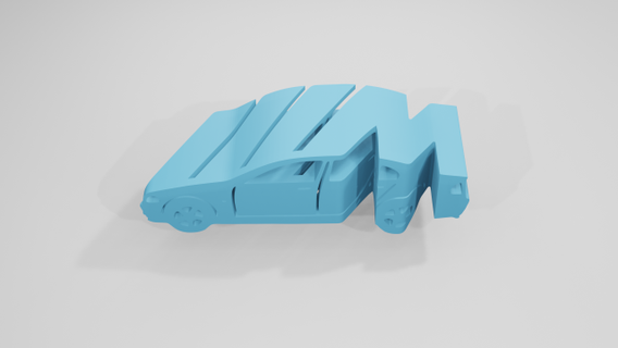 bwm e46 - keychain metamorphosis car cars ilusion silhouettes 3d print model - Mito3D